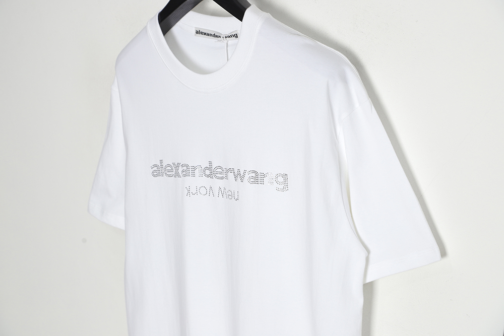 Alexander Wang 23SS rhinestone letters hot diamond short-sleeved T-shirt