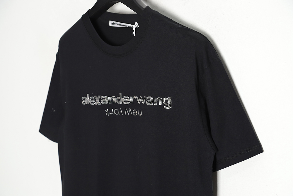 Alexander Wang 23SS rhinestone letters hot diamond short-sleeved T-shirt TSK1