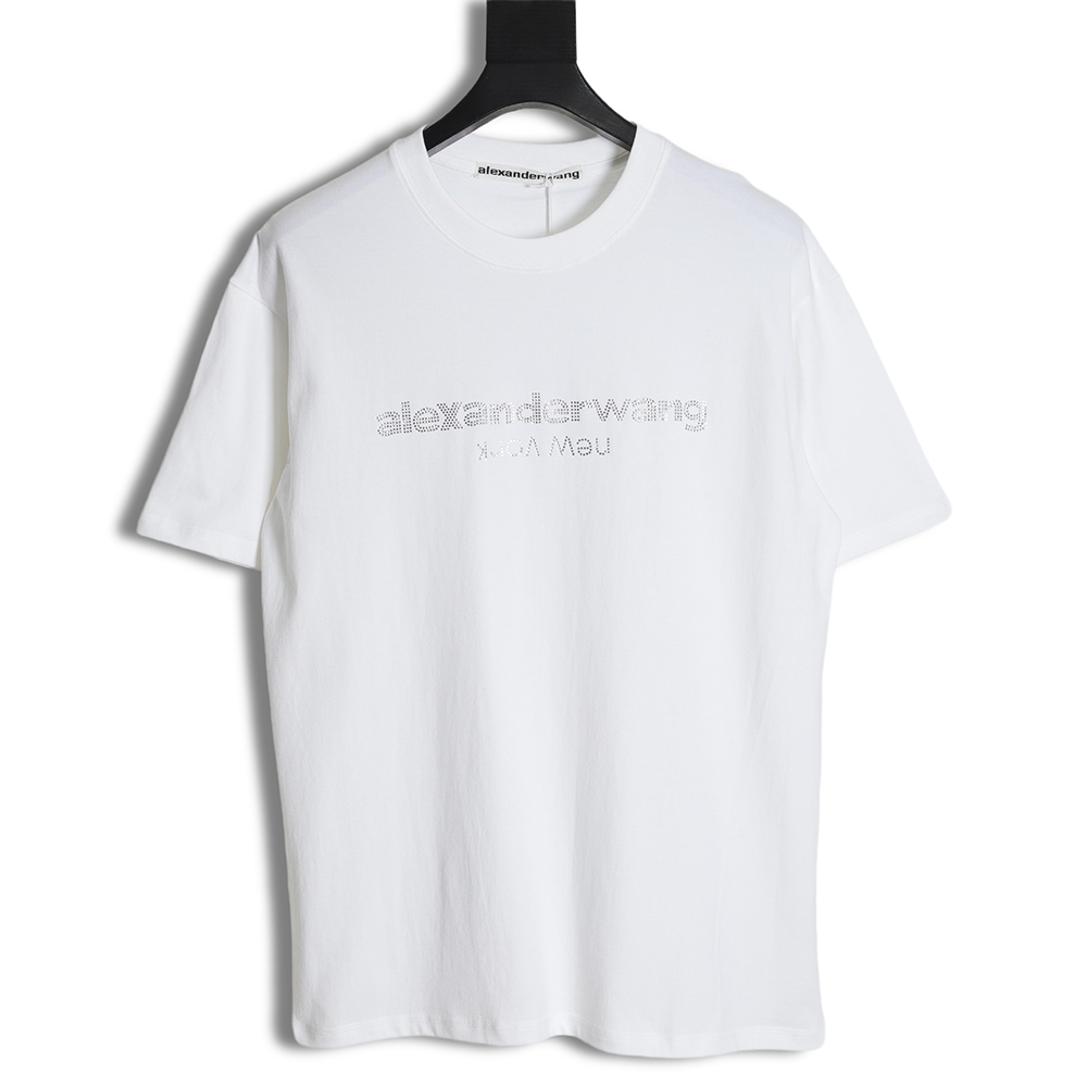 Alexander Wang 23SS rhinestone letters hot diamond short-sleeved T-shirt