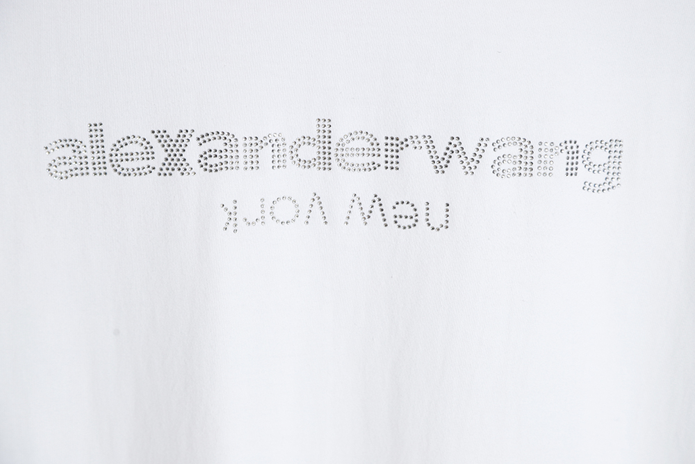 Alexander Wang 23SS rhinestone letters hot diamond short-sleeved T-shirt