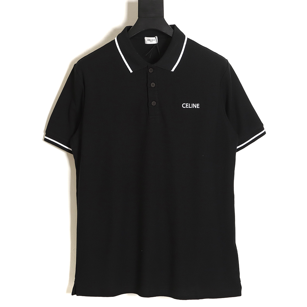 CELINE CE 23SS chest embroidery short-sleeved polo shirt TSK1