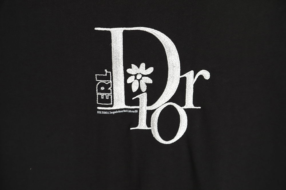 Dior CD gold and silver thread flower embroidery short-sleeved T-shirt TSK1