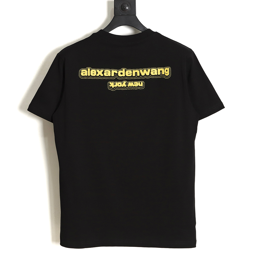 Alexander Wang 23ss embroidered letter logo short sleeve TSK1