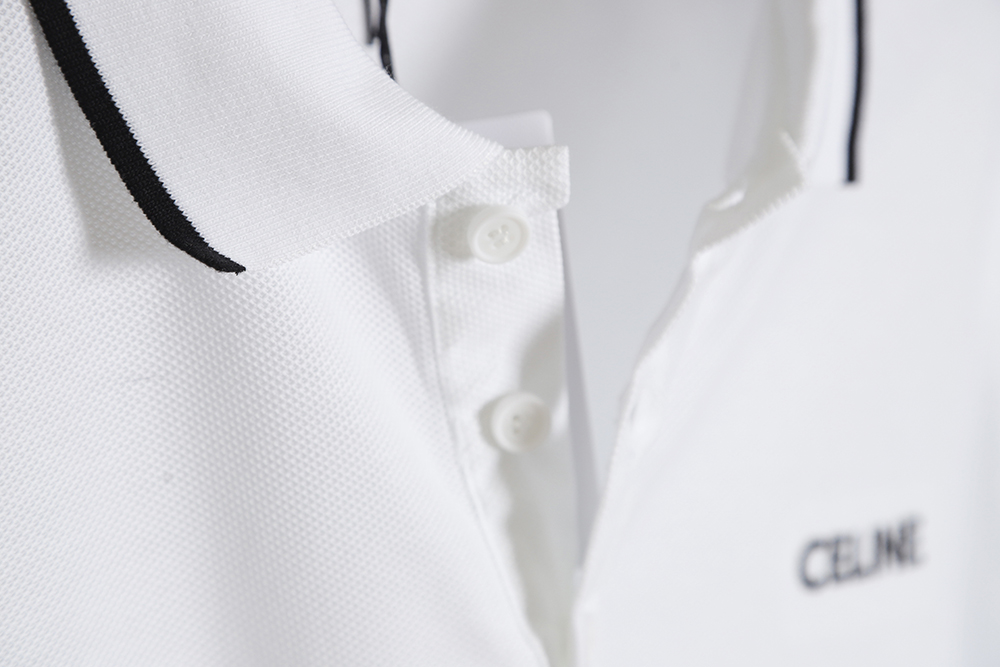 CELINE CE 23SS chest embroidered short-sleeved polo shirt