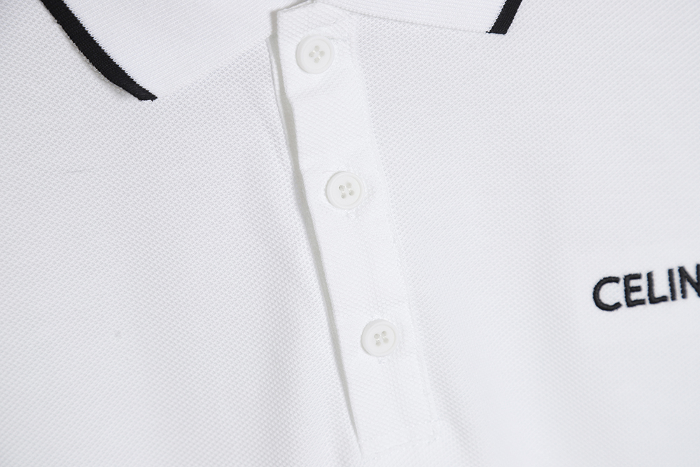 CELINE CE 23SS chest embroidered short-sleeved polo shirt