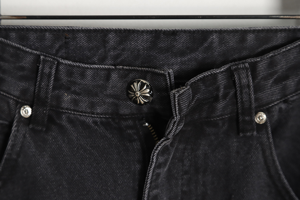 Chrome Hearts Classic Leather Label Cross Denim Trousers