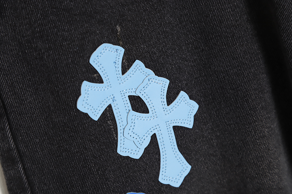 Chrome Hearts Classic Leather Label Cross Denim Trousers