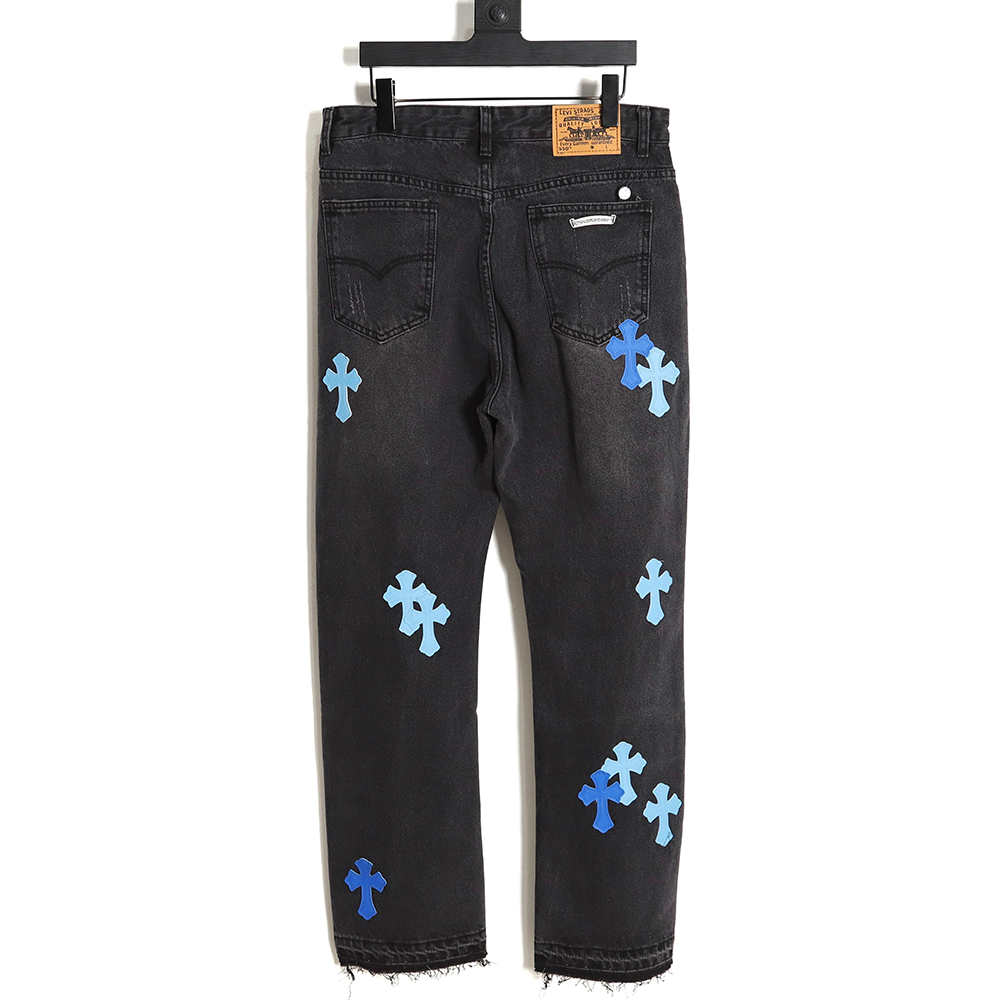 Chrome Hearts Classic Leather Label Cross Denim Trousers