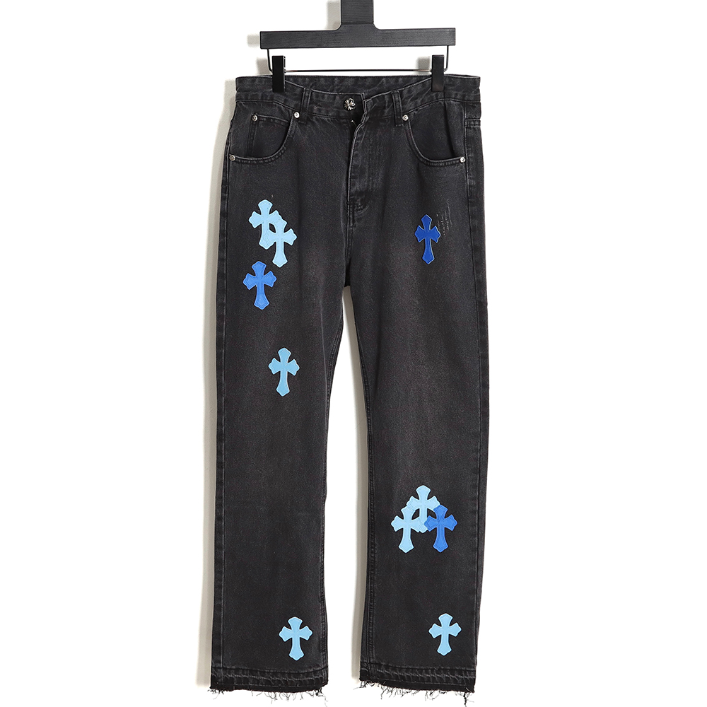 Chrome Hearts Classic Leather Label Cross Denim Trousers