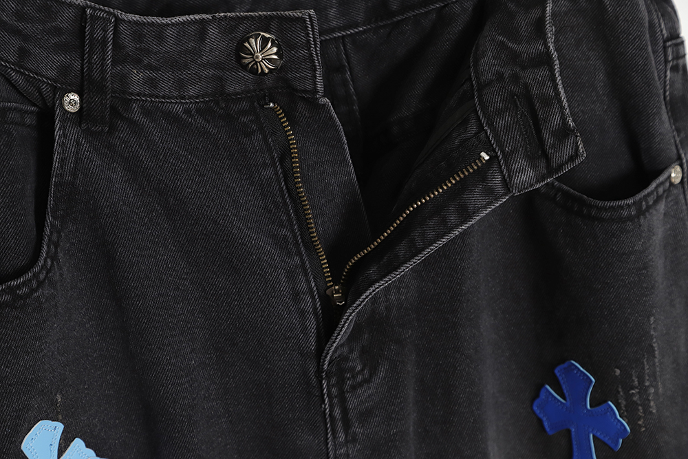 Chrome Hearts Classic Leather Label Cross Denim Trousers