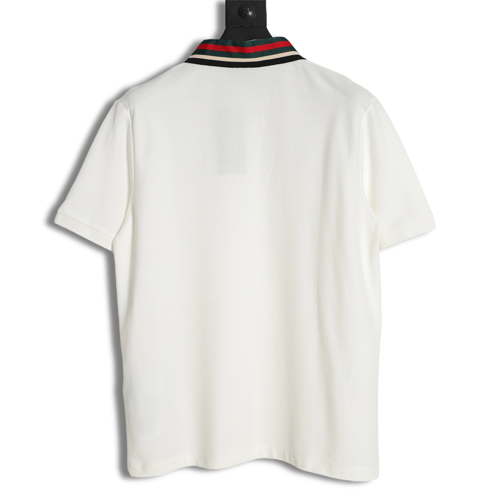 GUCCI Gucci GUC tiger head embroidery red and green ribbon short-sleeved Polo shirt