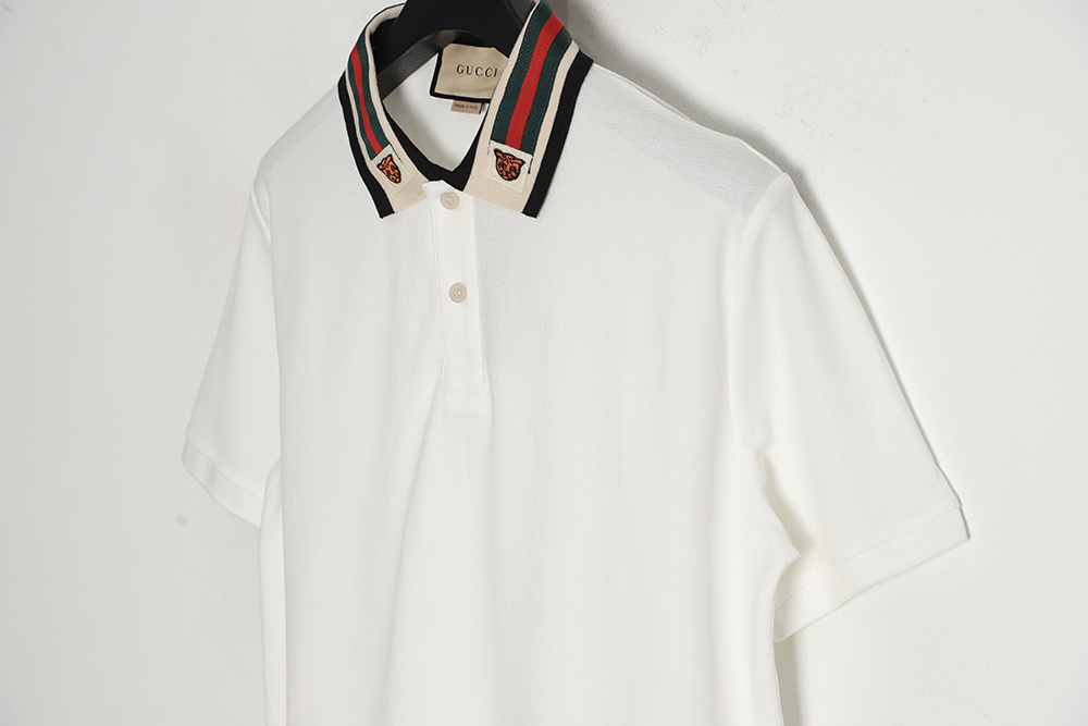 GUCCI Gucci GUC tiger head embroidery red and green ribbon short-sleeved Polo shirt