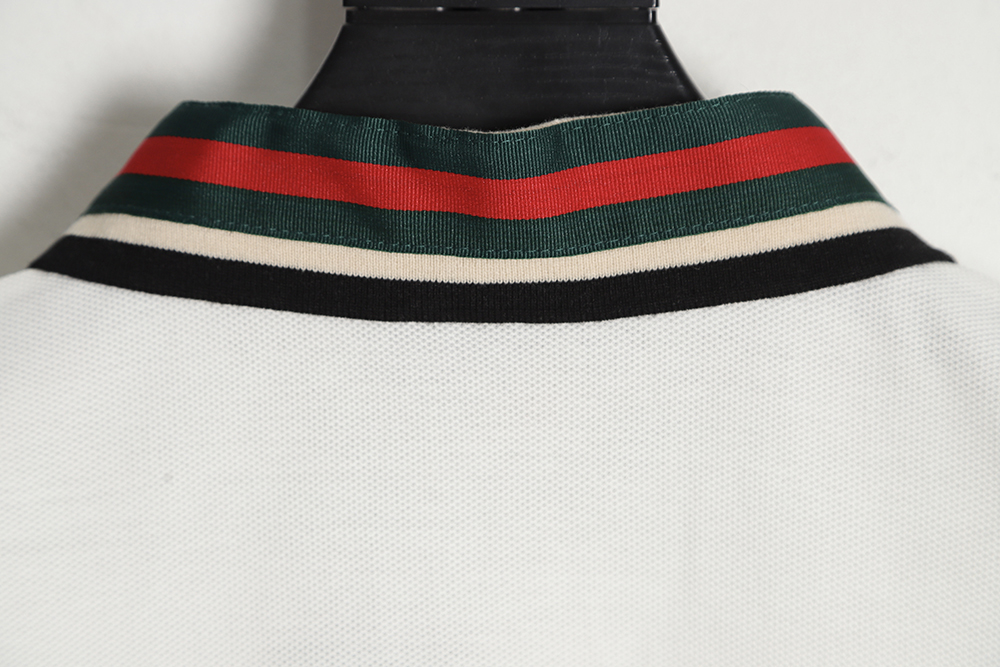 GUCCI Gucci GUC tiger head embroidery red and green ribbon short-sleeved Polo shirt