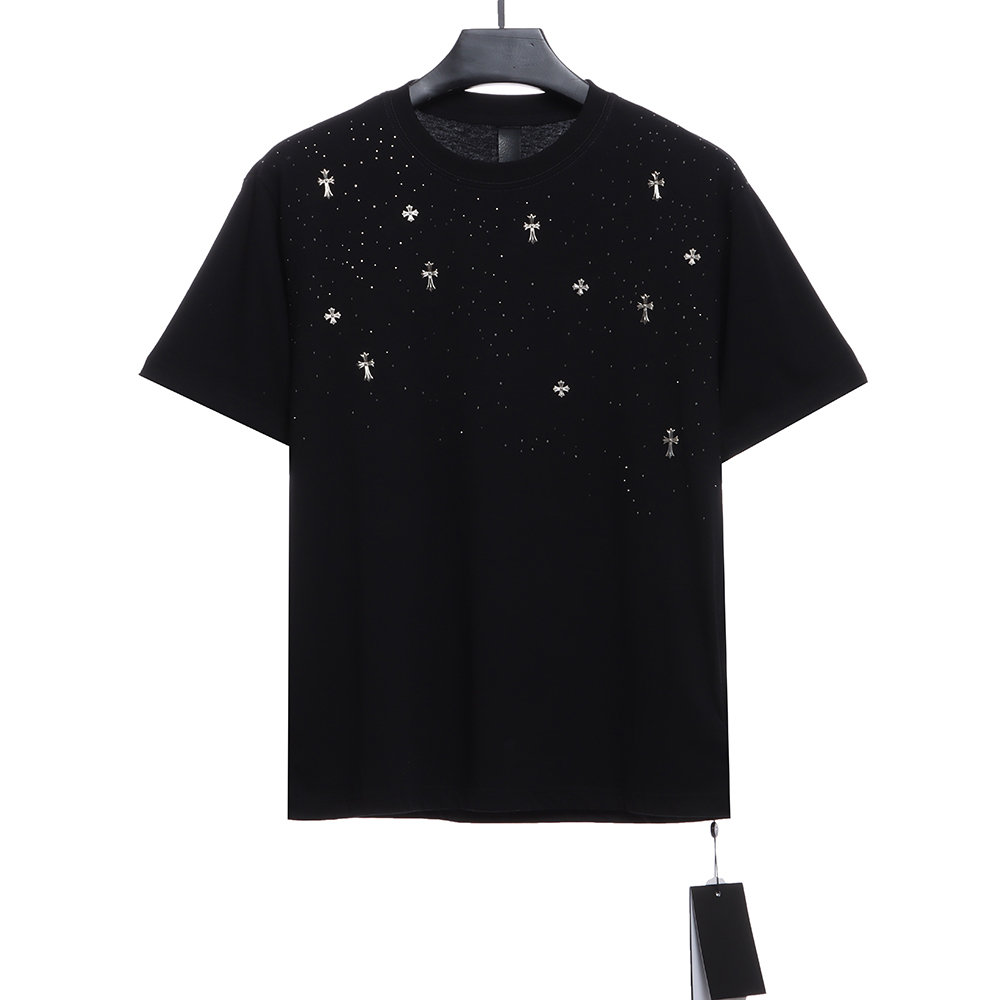 Chro Heart Starry Cross Ironing Diamond Short Sleeves
