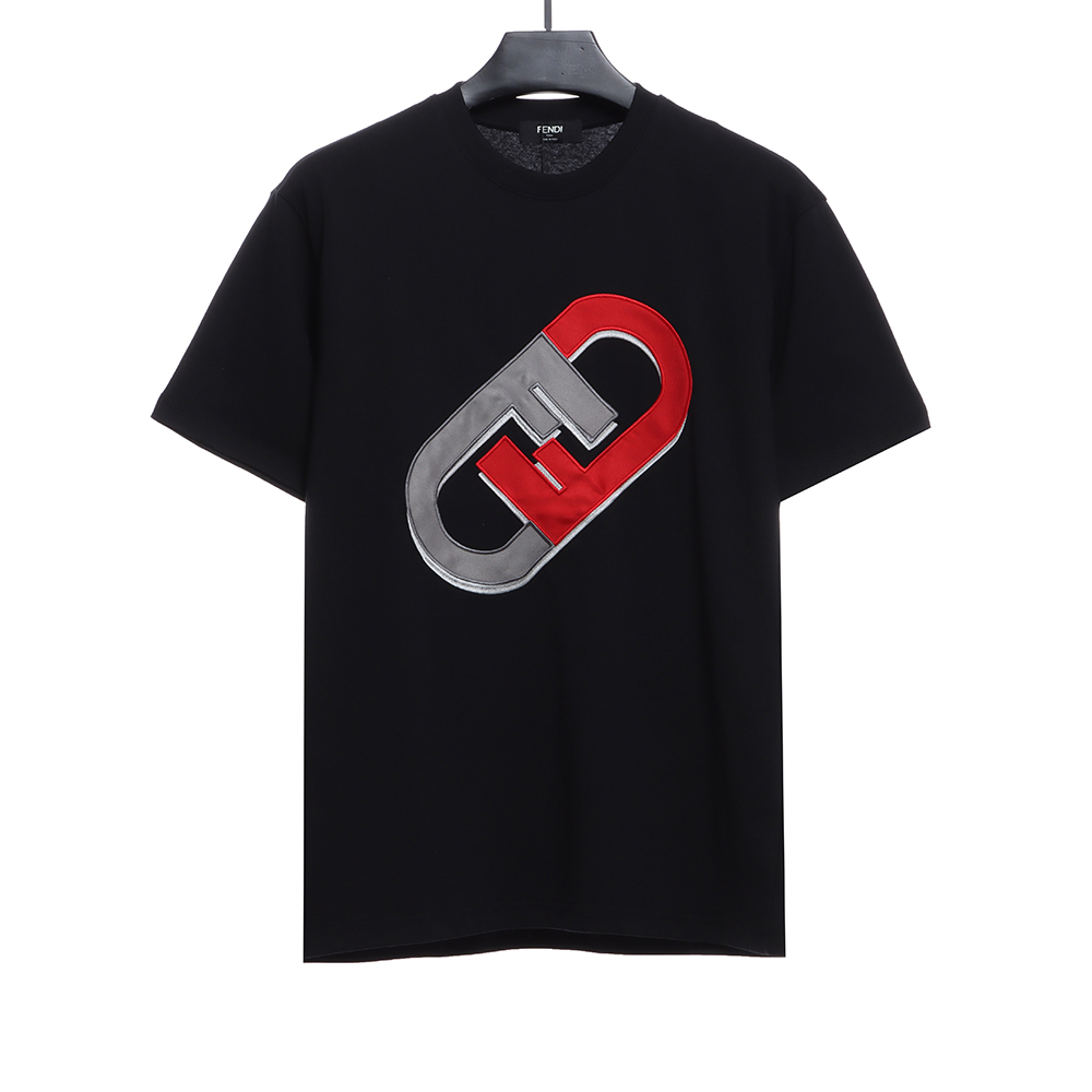Fendi Patch Embroidered Double F Lock Letter Short Sleeve