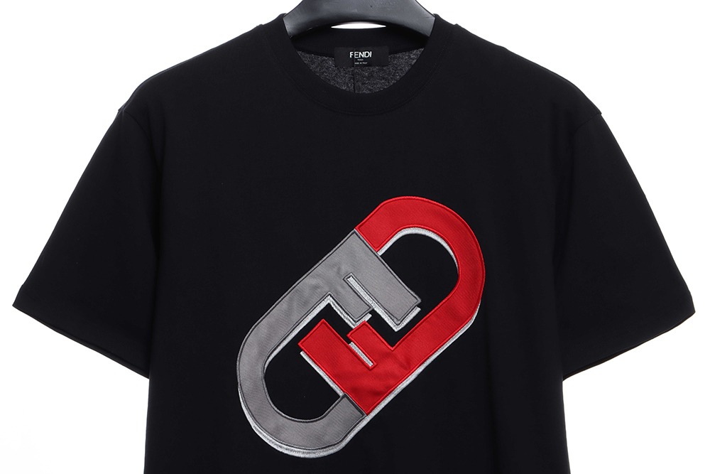 Fendi Patch Embroidered Double F Lock Letter Short Sleeve
