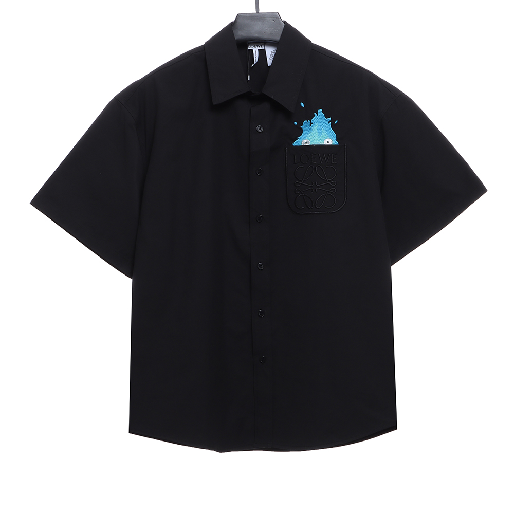 Loewe co-branded small flame embroidery short-sleeved shirt TSK1
