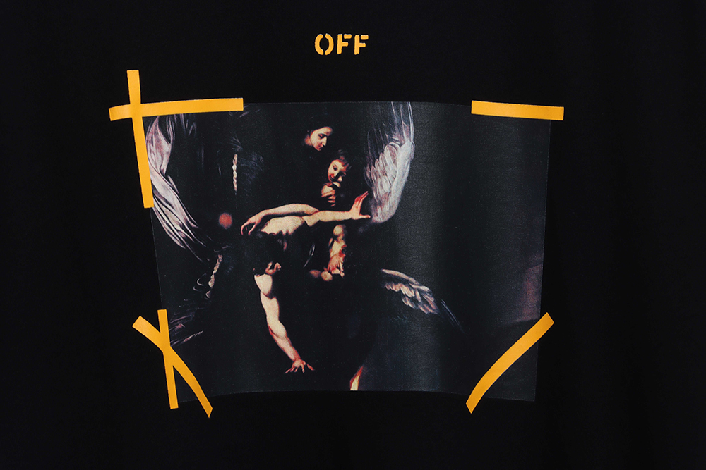 OW Angel Wings Virgin Mary Religious Oil Painting Short Sleeves