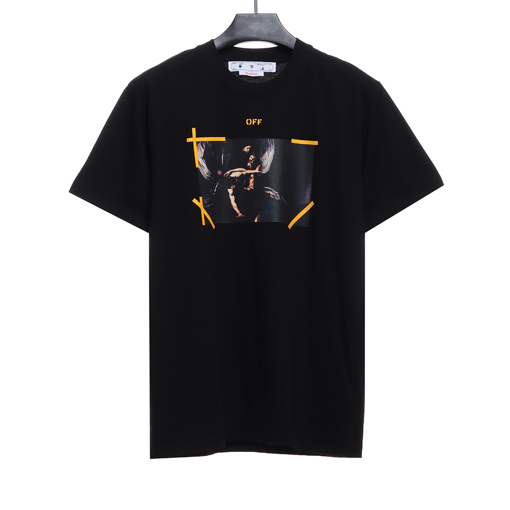 OW Angel Wings Virgin Mary Religious Oil Painting Short Sleeves