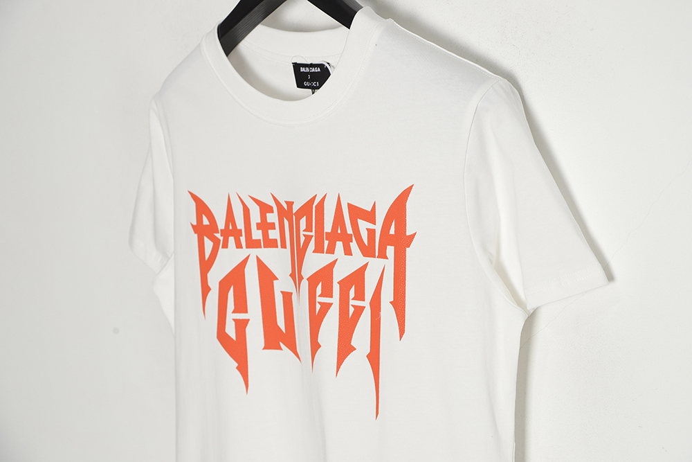 Gucci x Balenciaga Gucci Balenciaga joint orange logo print short sleeves