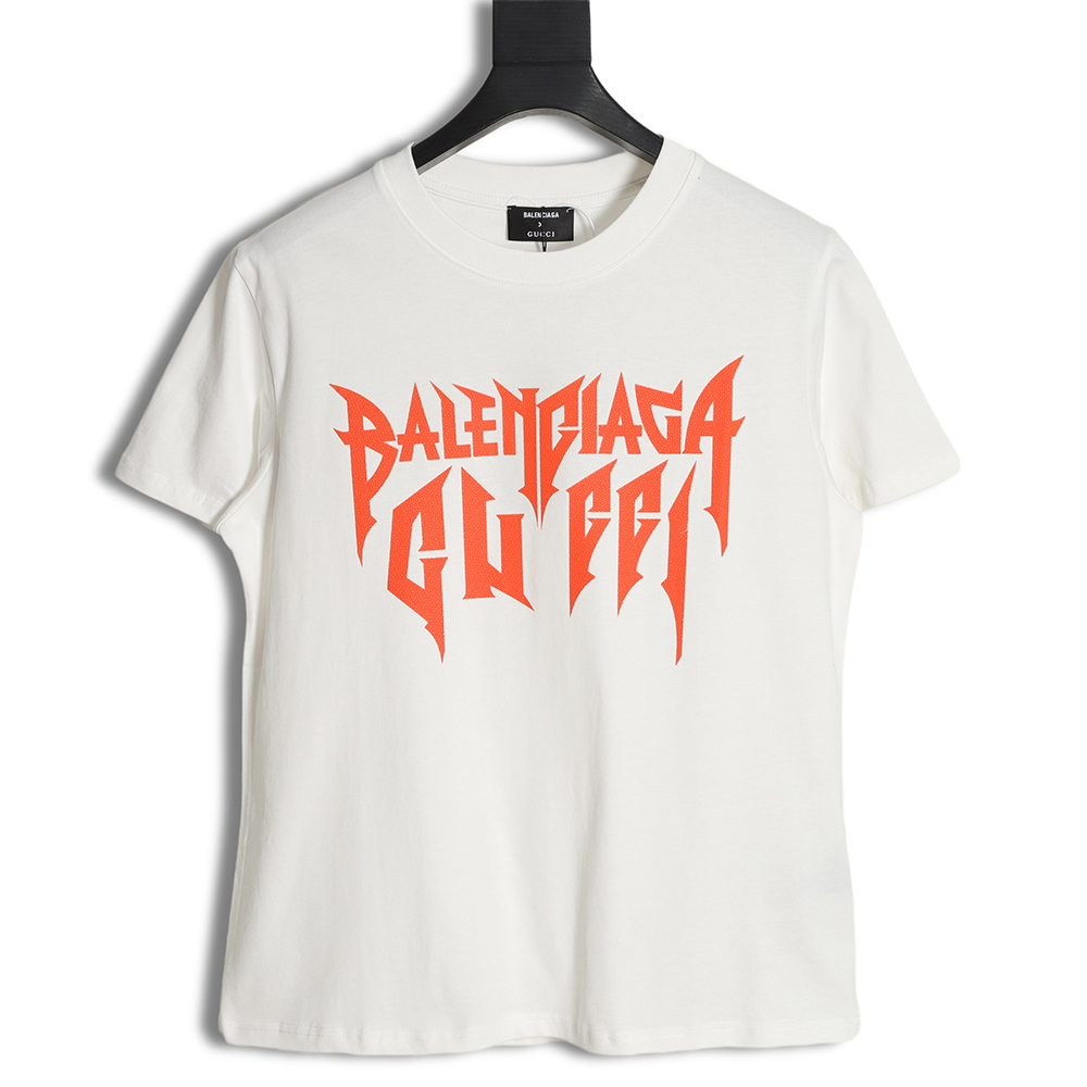 Gucci x Balenciaga Gucci Balenciaga joint orange logo print short sleeves