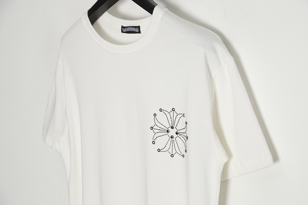 Chrome Hearts Cro Heart 23SS Rivet Ironing Diamond Short Sleeve T-Shirt