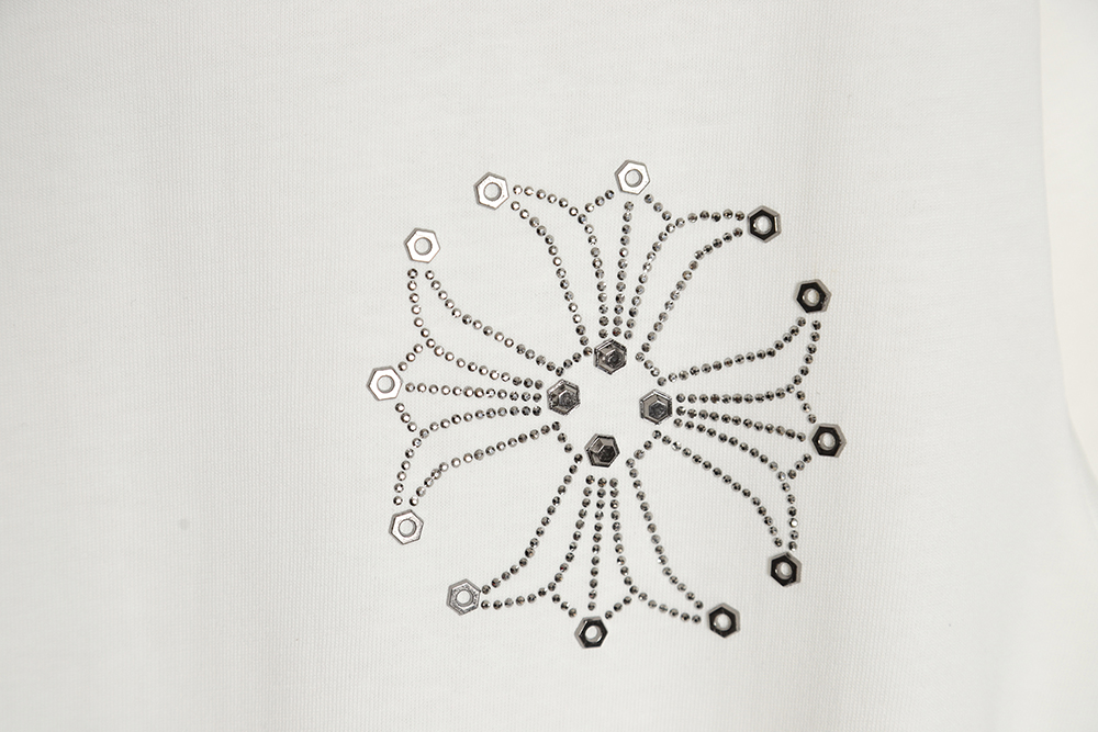 Chrome Hearts Cro Heart 23SS Rivet Ironing Diamond Short Sleeve T-Shirt