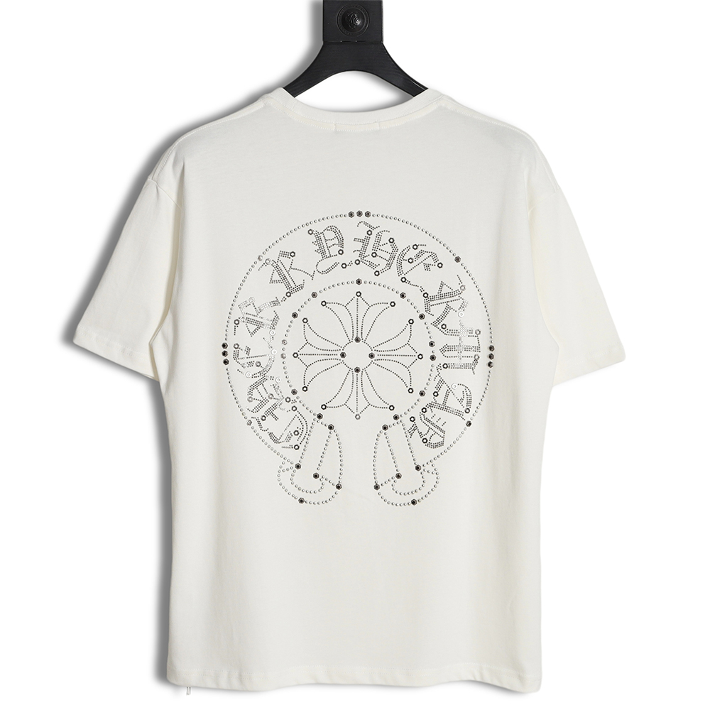 Chrome Hearts Cro Heart 23SS Rivet Ironing Diamond Short Sleeve T-Shirt