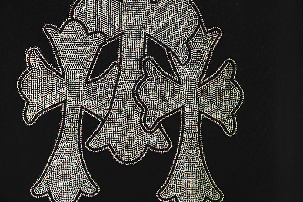 Chrome Hearts Cro Heart 23SS Diamond Cross Short Sleeve T-Shirt