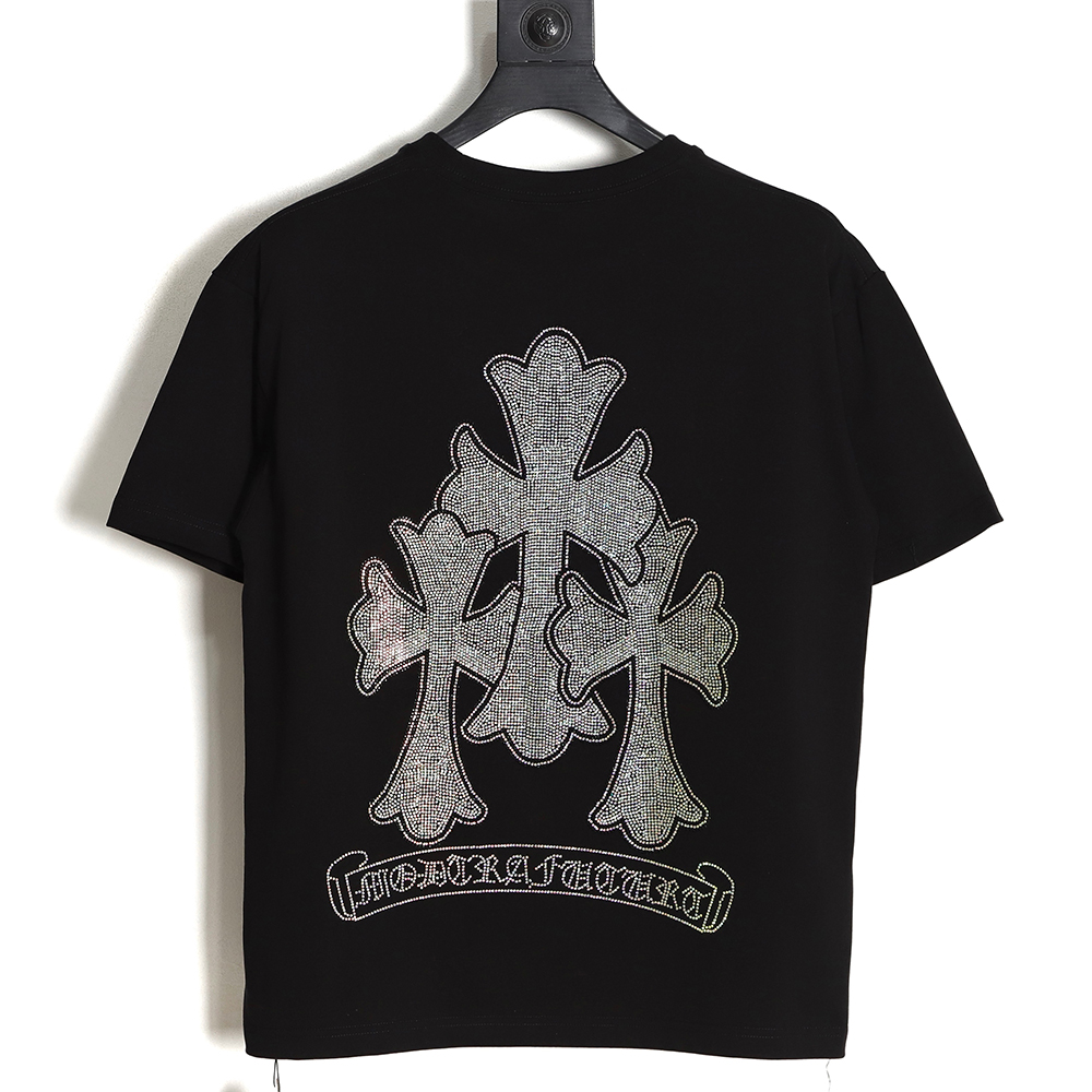 Chrome Hearts Cro Heart 23SS Diamond Cross Short Sleeve T-Shirt