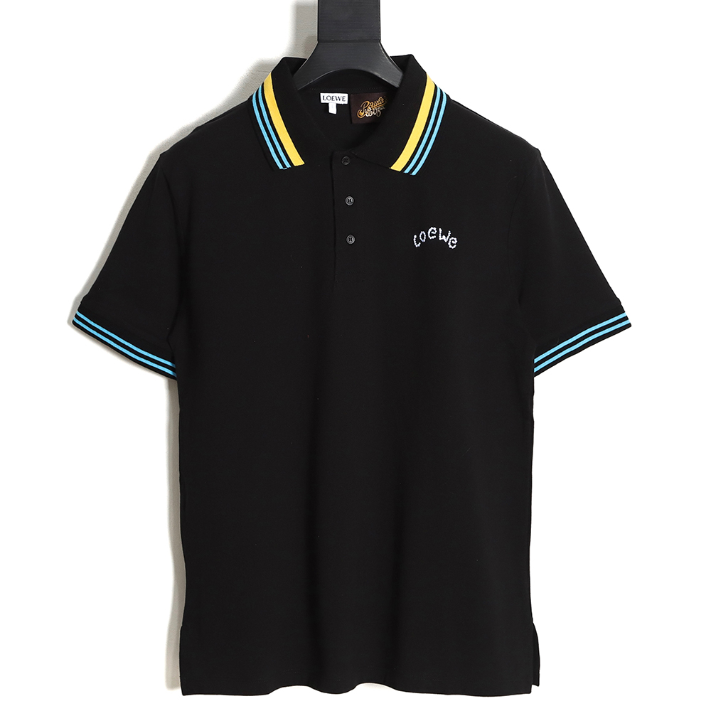 Loewe Luo Yiwei 23SS neckline striped Polo short-sleeved T-shirt TSK1