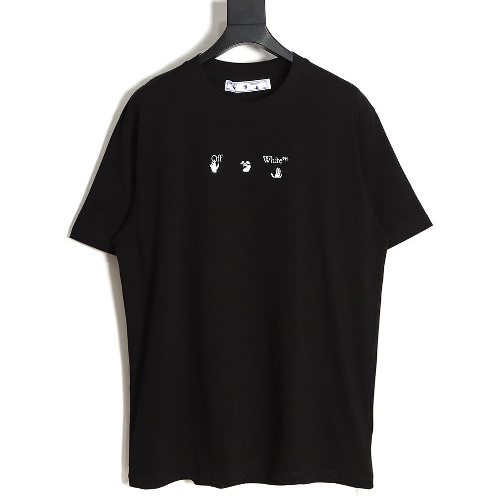 OFF-WHITE OW Red Gray Dissolving Gradient Short Sleeve T-Shirt