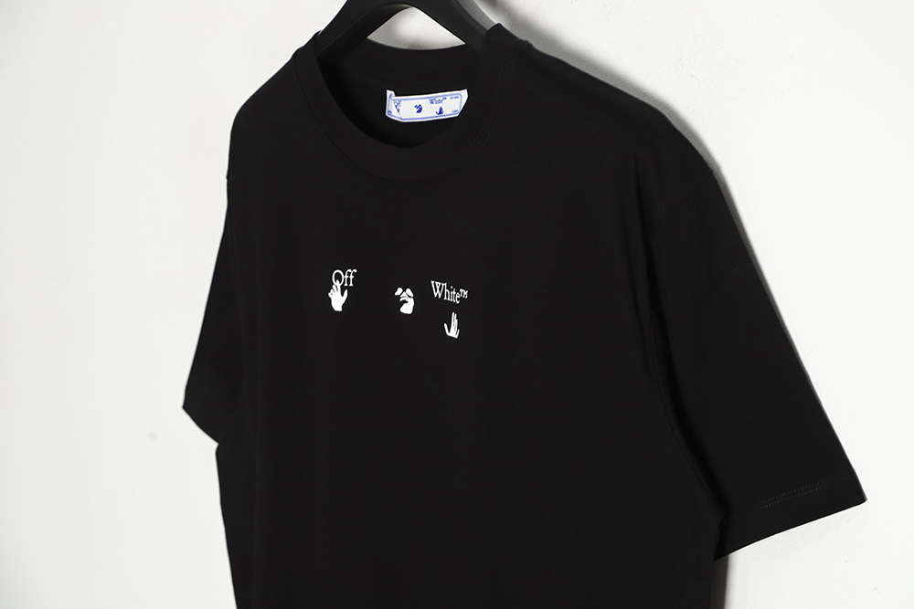OFF-WHITE OW Red Gray Dissolving Gradient Short Sleeve T-Shirt