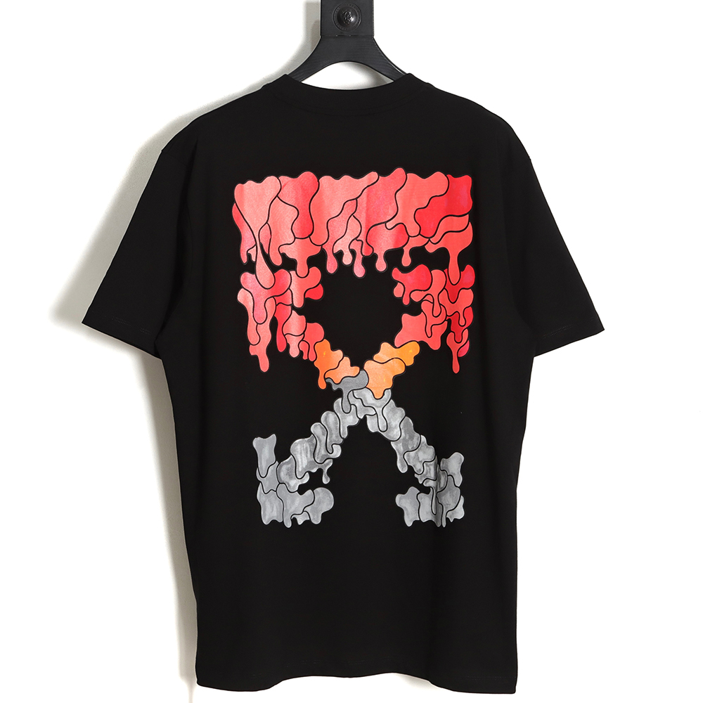 OFF-WHITE OW Red Gray Dissolving Gradient Short Sleeve T-Shirt