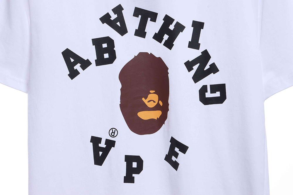 BAPE reverse ape head letter print short sleeve TSK1