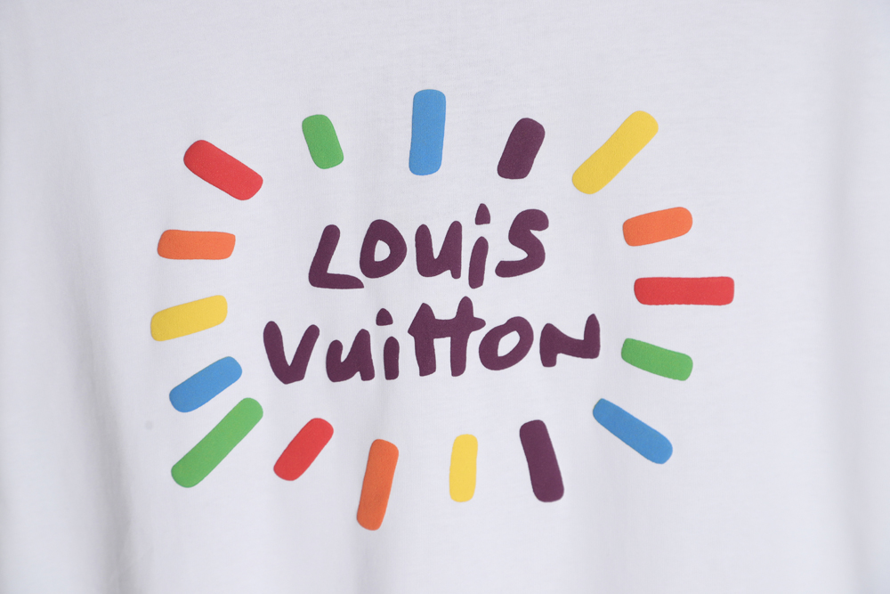 Louis Vuitton Louis Vuitton colorful logo foam print short sleeves