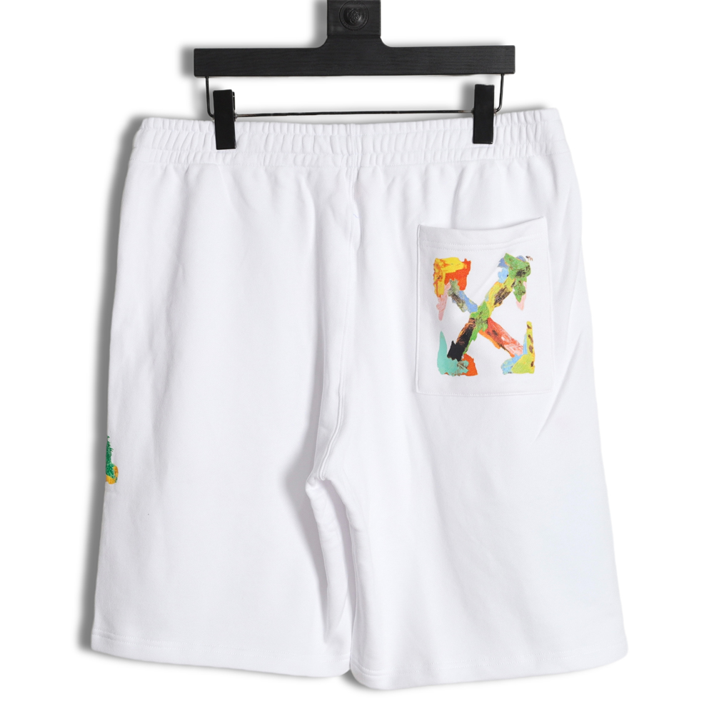 OFF-WHITE OW ink hand-painted color graffiti arrow shorts