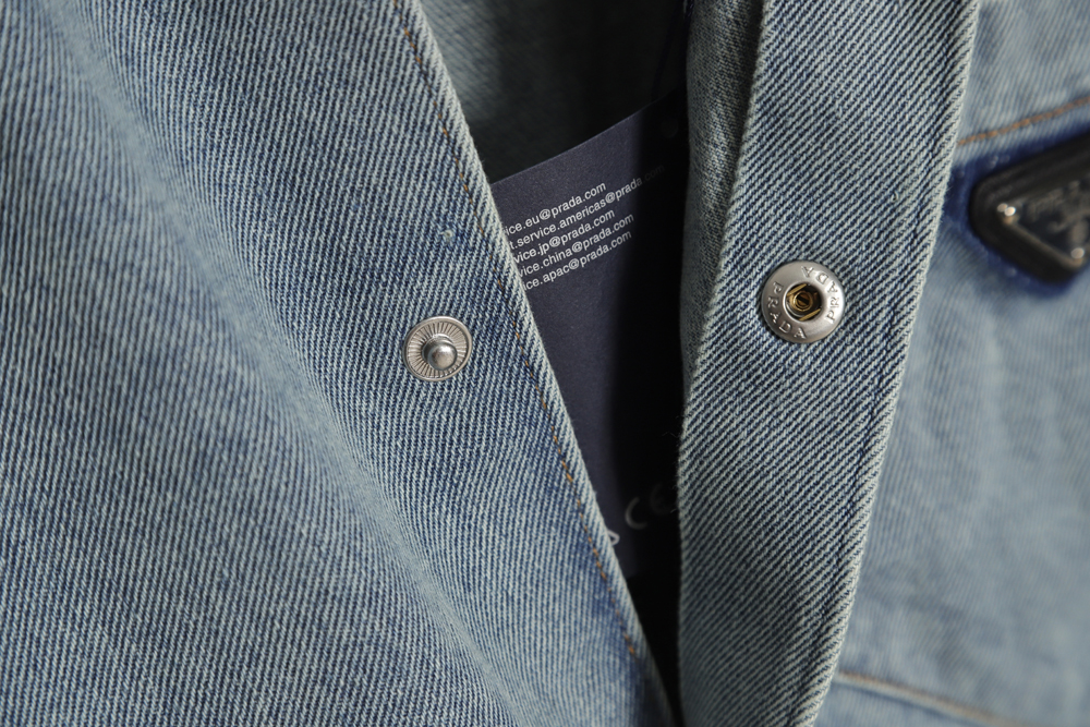 Prada 23SS Triangle Black Denim Short Sleeve Shirt