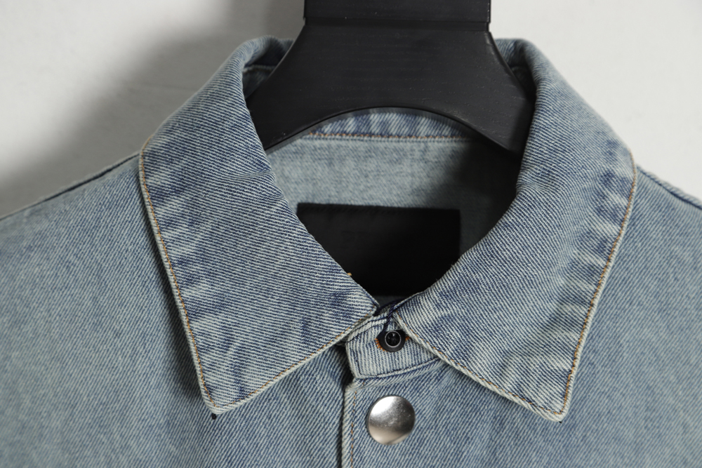 Prada 23SS Triangle Black Denim Short Sleeve Shirt