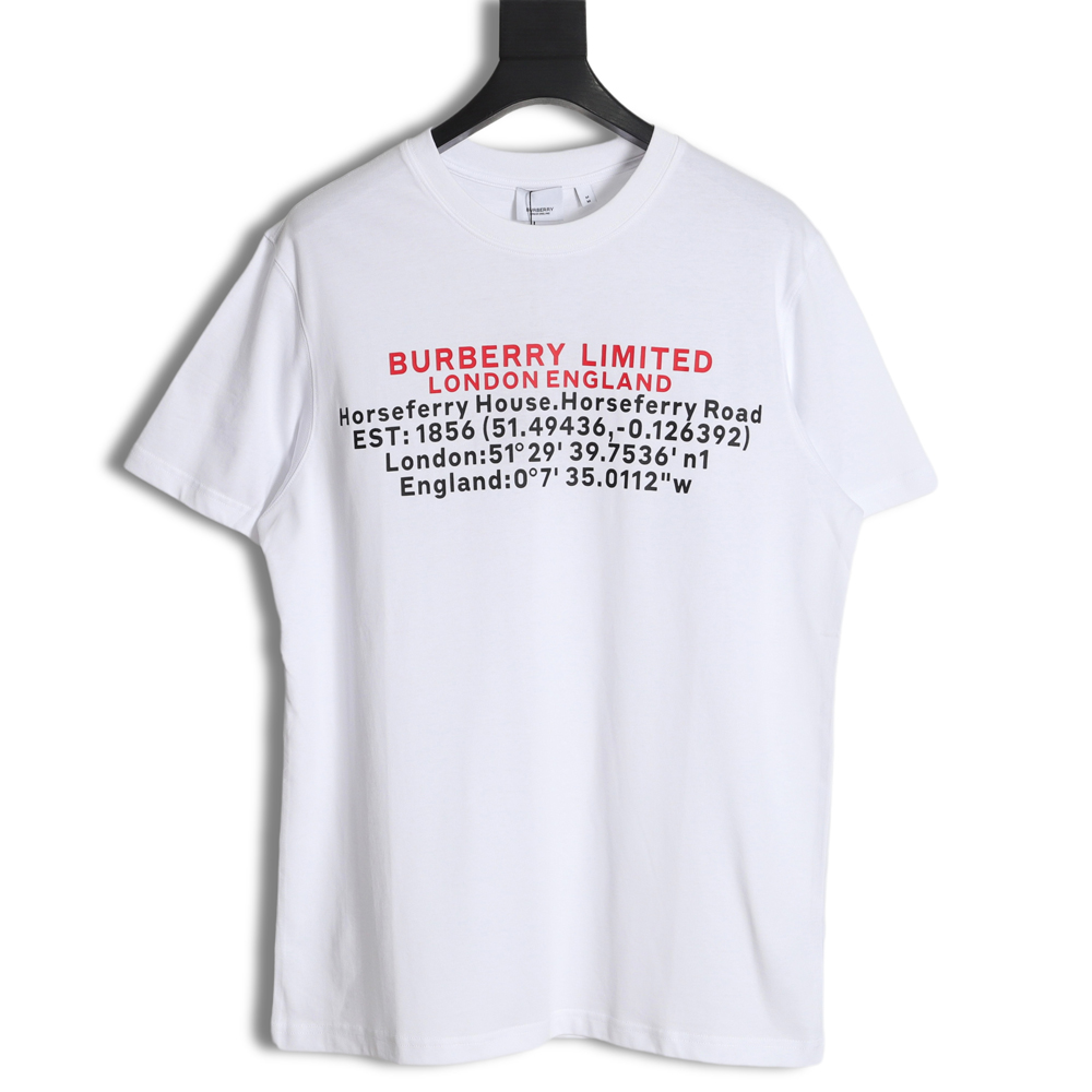 Burberry Burberry longitude and latitude letter print short-sleeved T-shirt