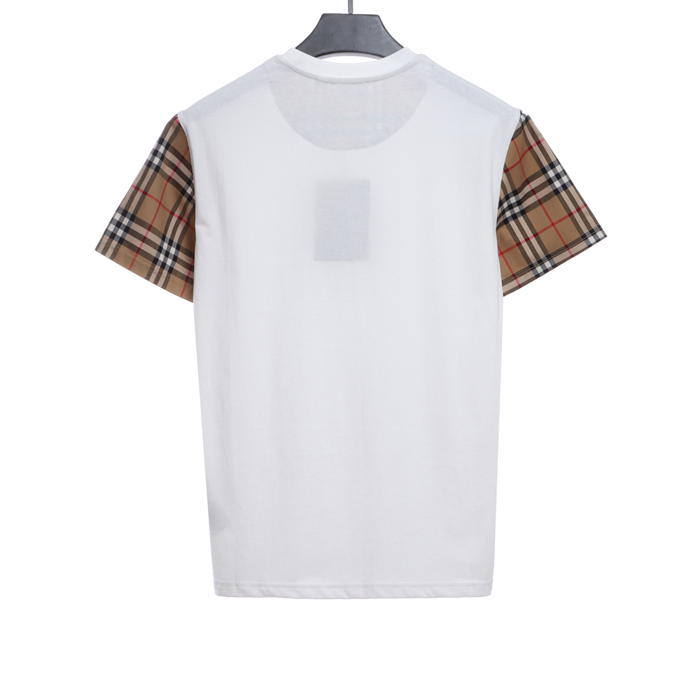 Burberry Plaid Sleeve Stitching Short Sleeve TSK1