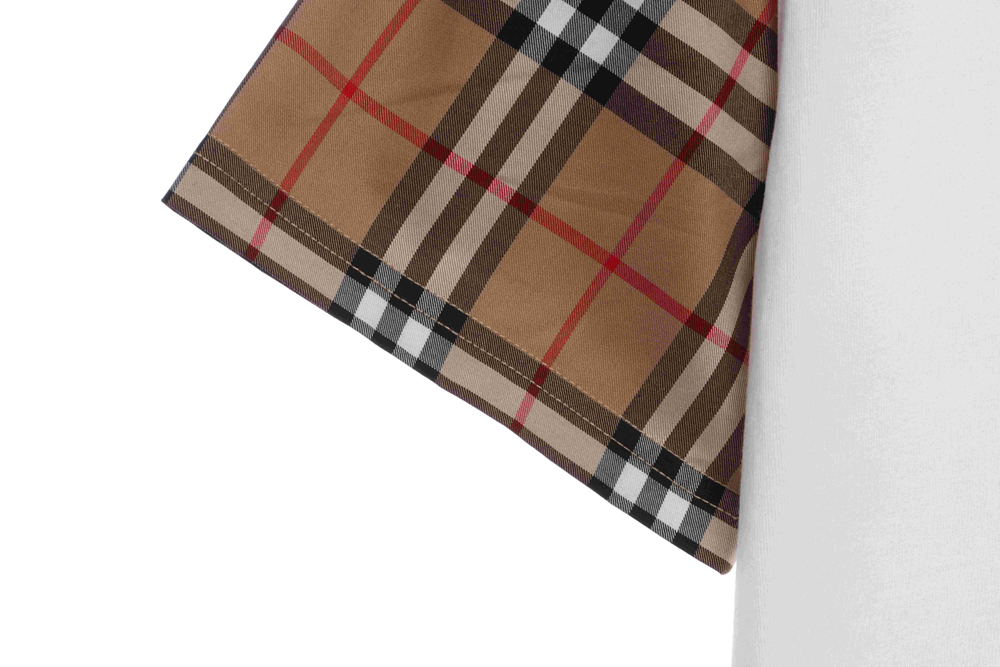 Burberry Plaid Sleeve Stitching Short Sleeve TSK1
