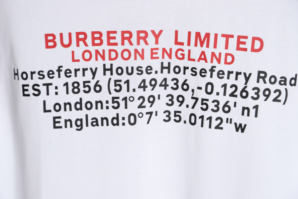 Burberry Burberry longitude and latitude letter print short-sleeved T-shirt