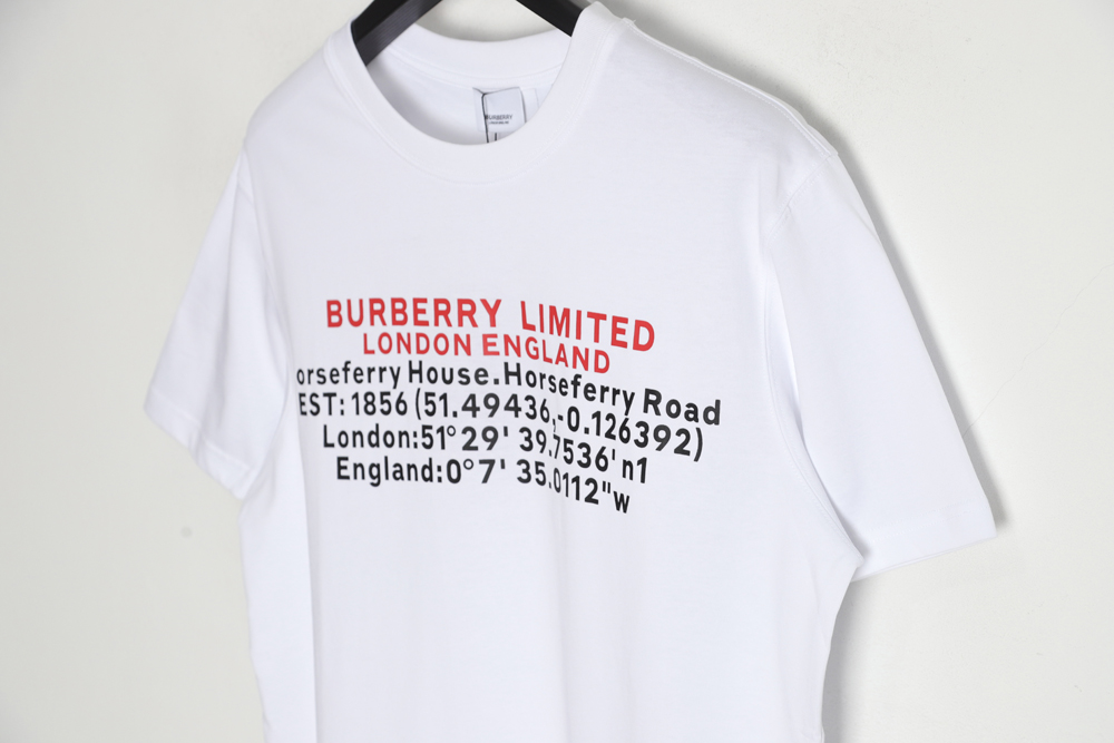 Burberry Burberry longitude and latitude letter print short-sleeved T-shirt