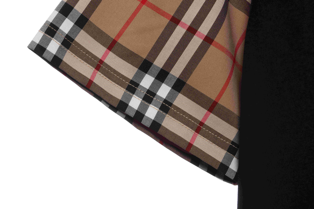 Burberry Plaid Sleeve Panel Short Sleeves