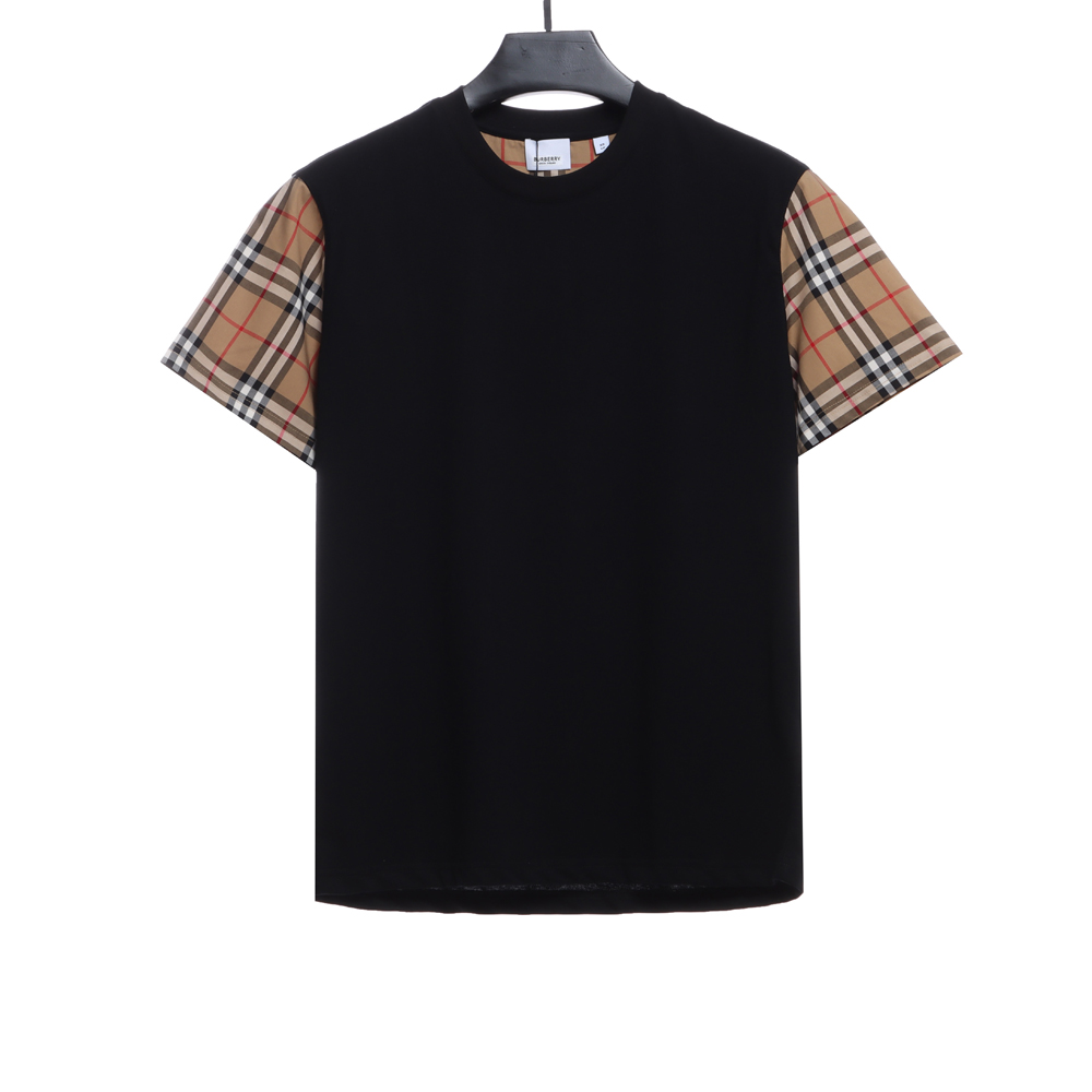 Burberry Plaid Sleeve Panel Short Sleeves