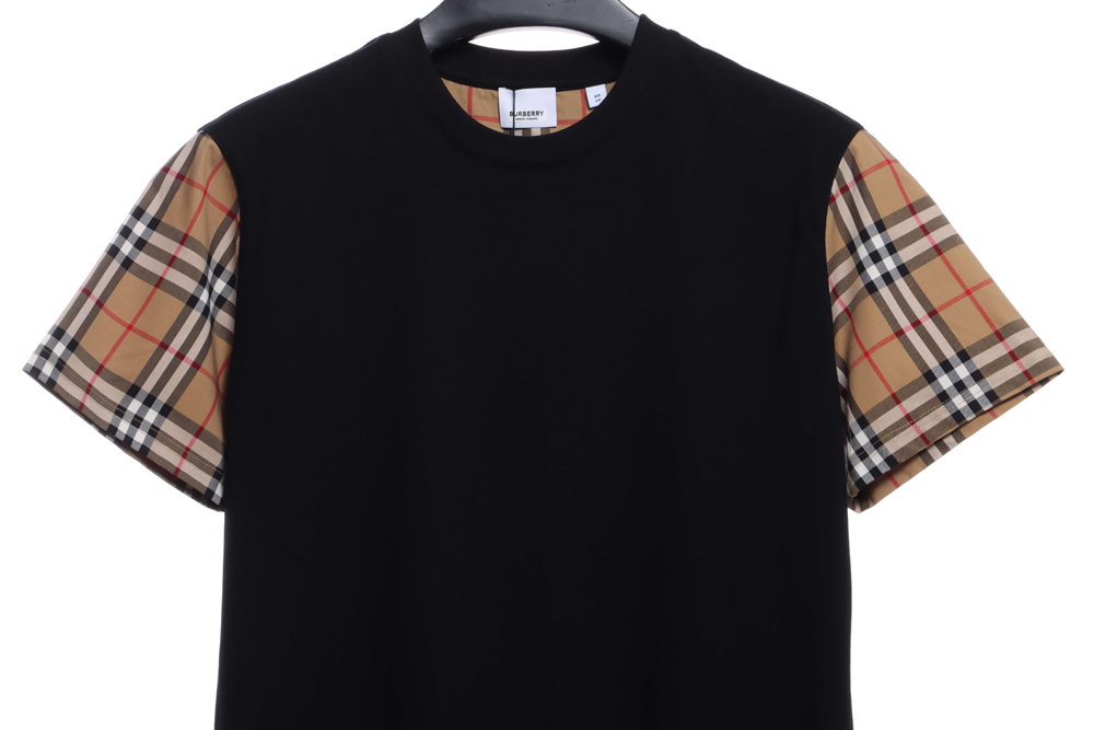 Burberry Plaid Sleeve Panel Short Sleeves