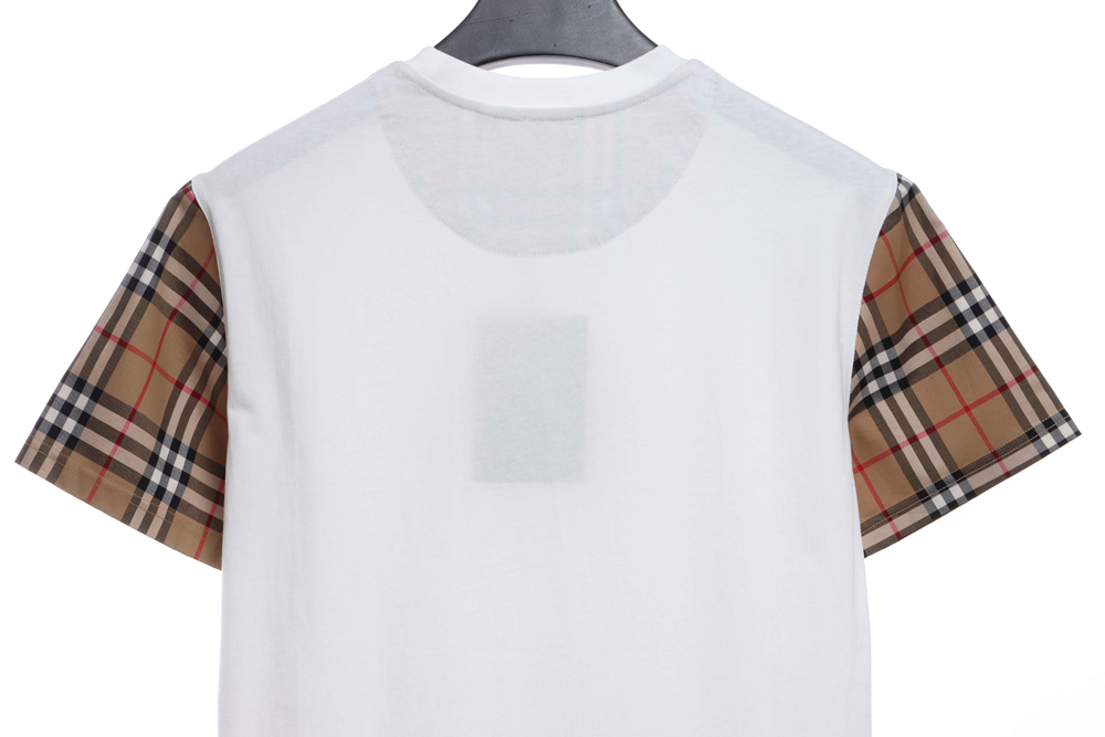 Burberry Plaid Sleeve Stitching Short Sleeve TSK1