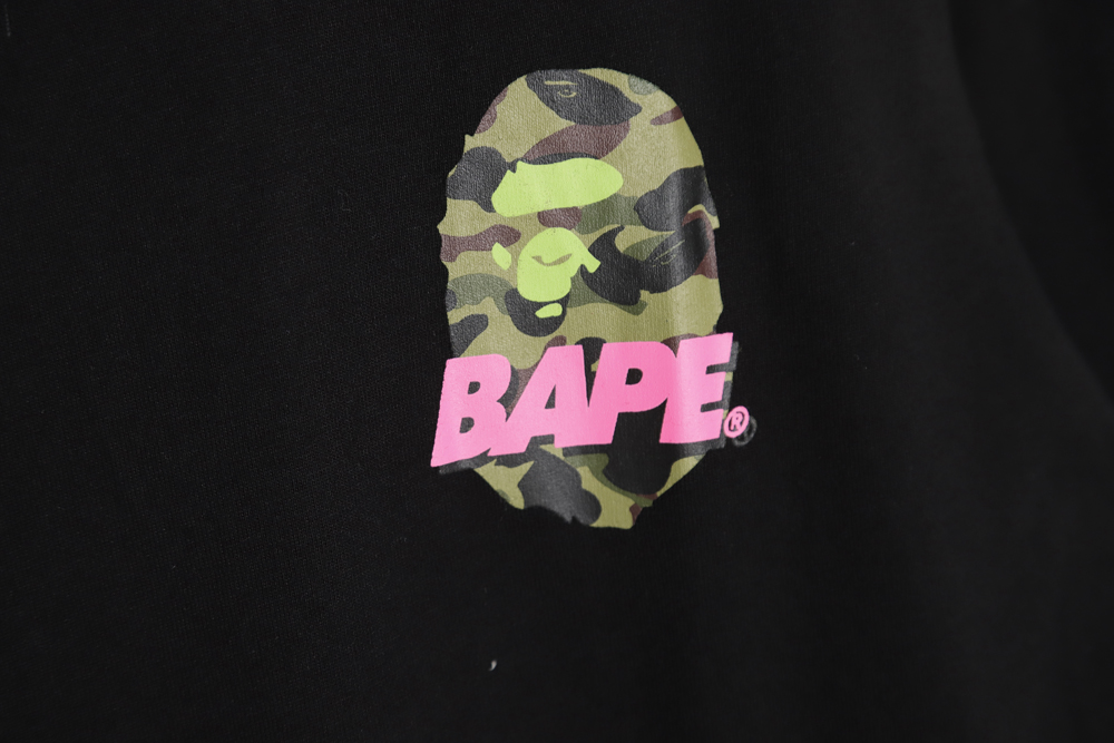 BAPE camouflage ape head reflective letter print short sleeve TSK1