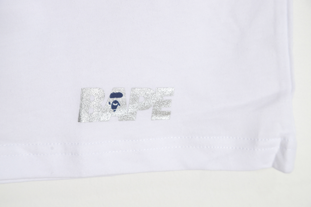 BAPE camouflage ape head reflective letter print short sleeves